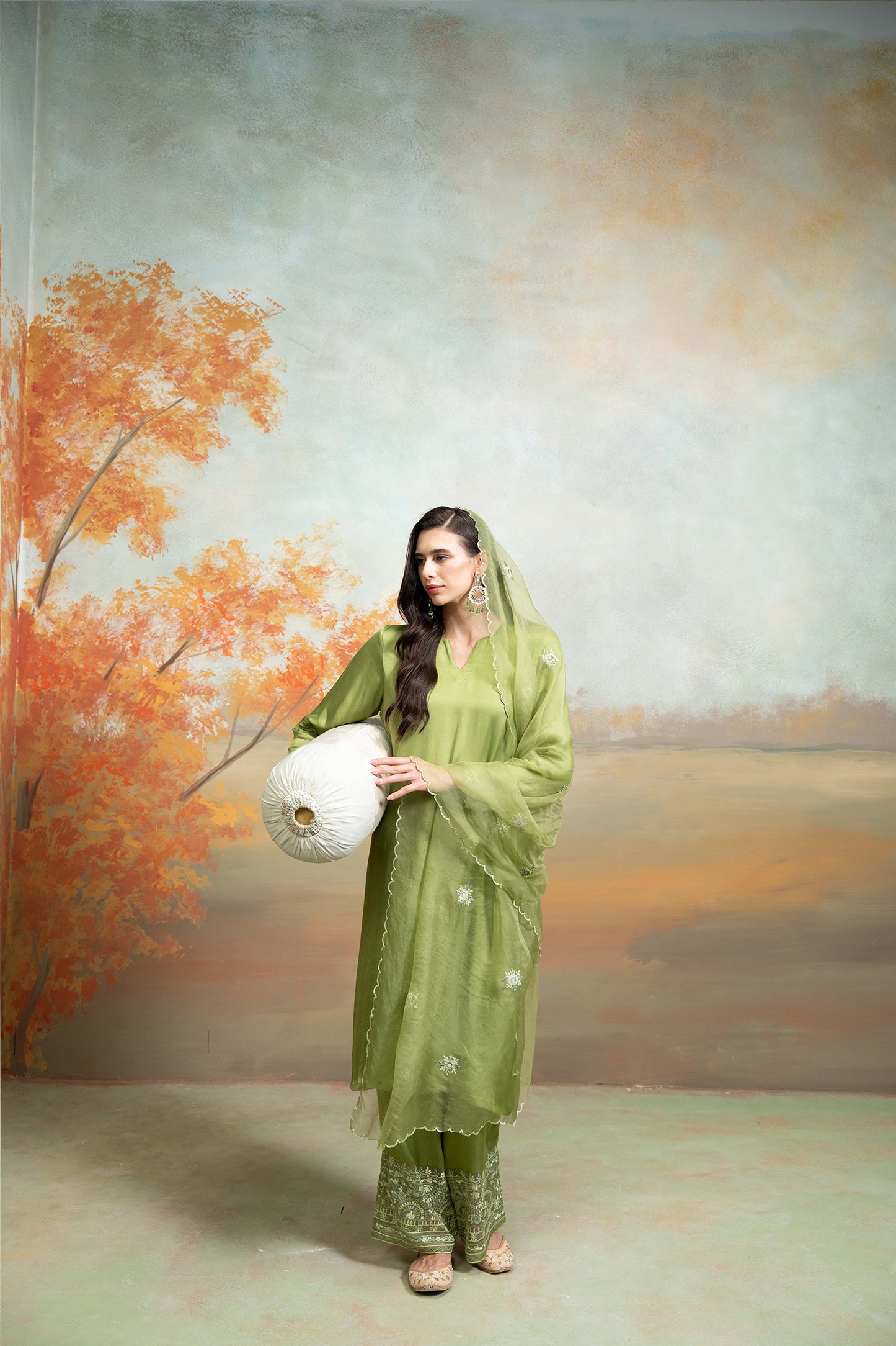 Emerald Organza Kurta Set