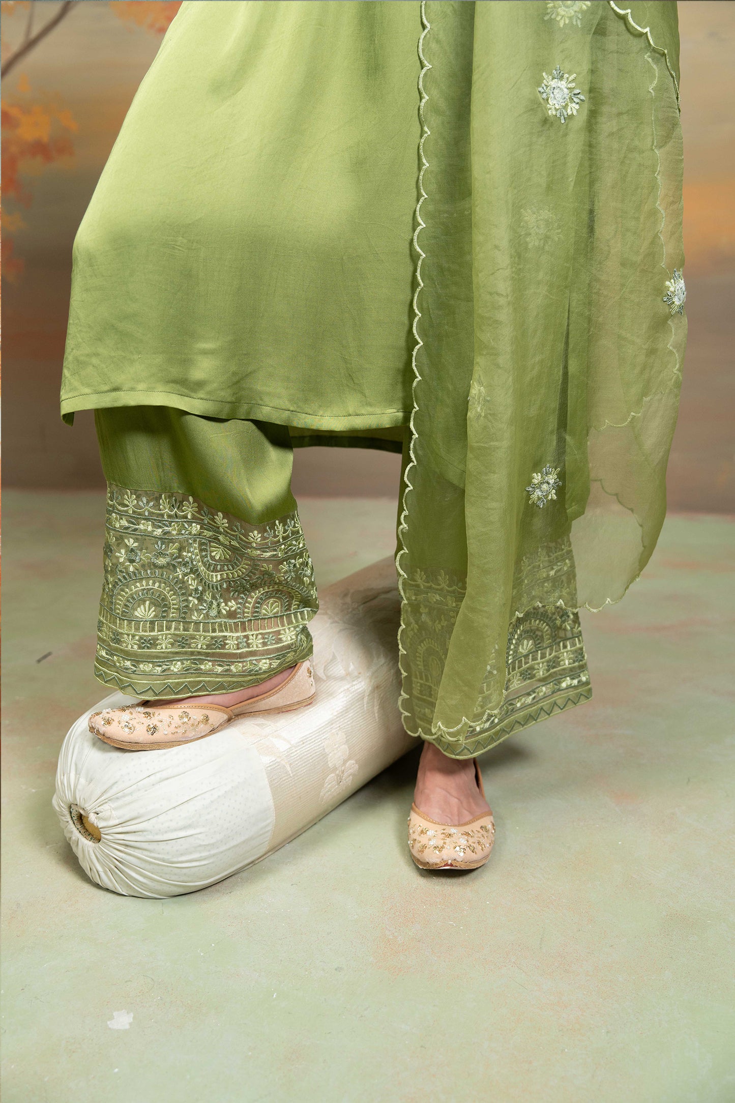 Emerald Organza Kurta Set