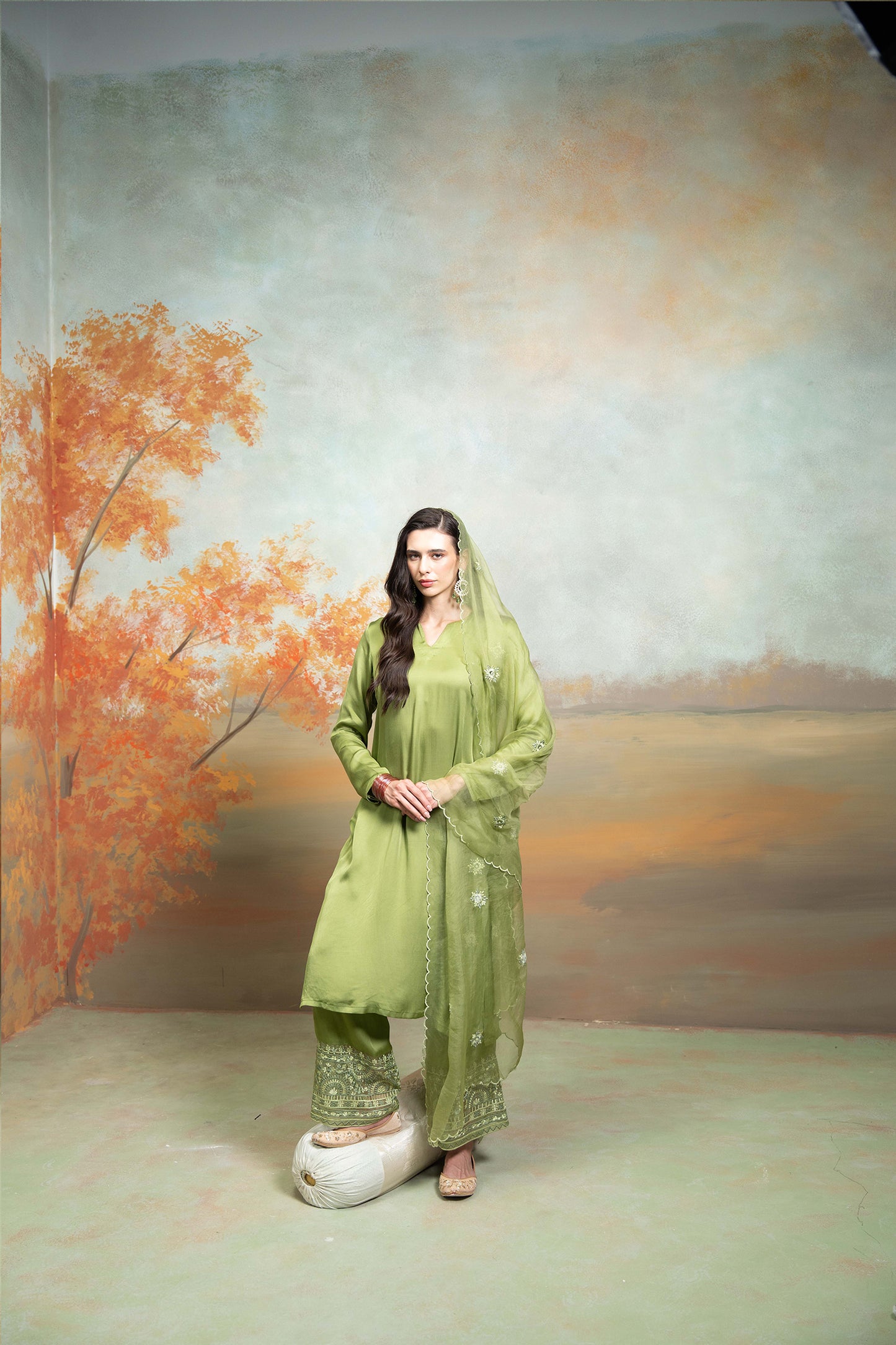 Emerald Organza Kurta Set