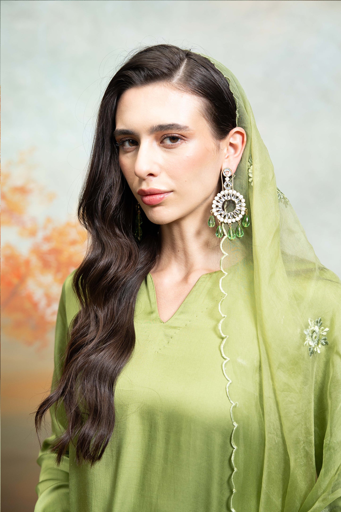 Emerald Organza Kurta Set