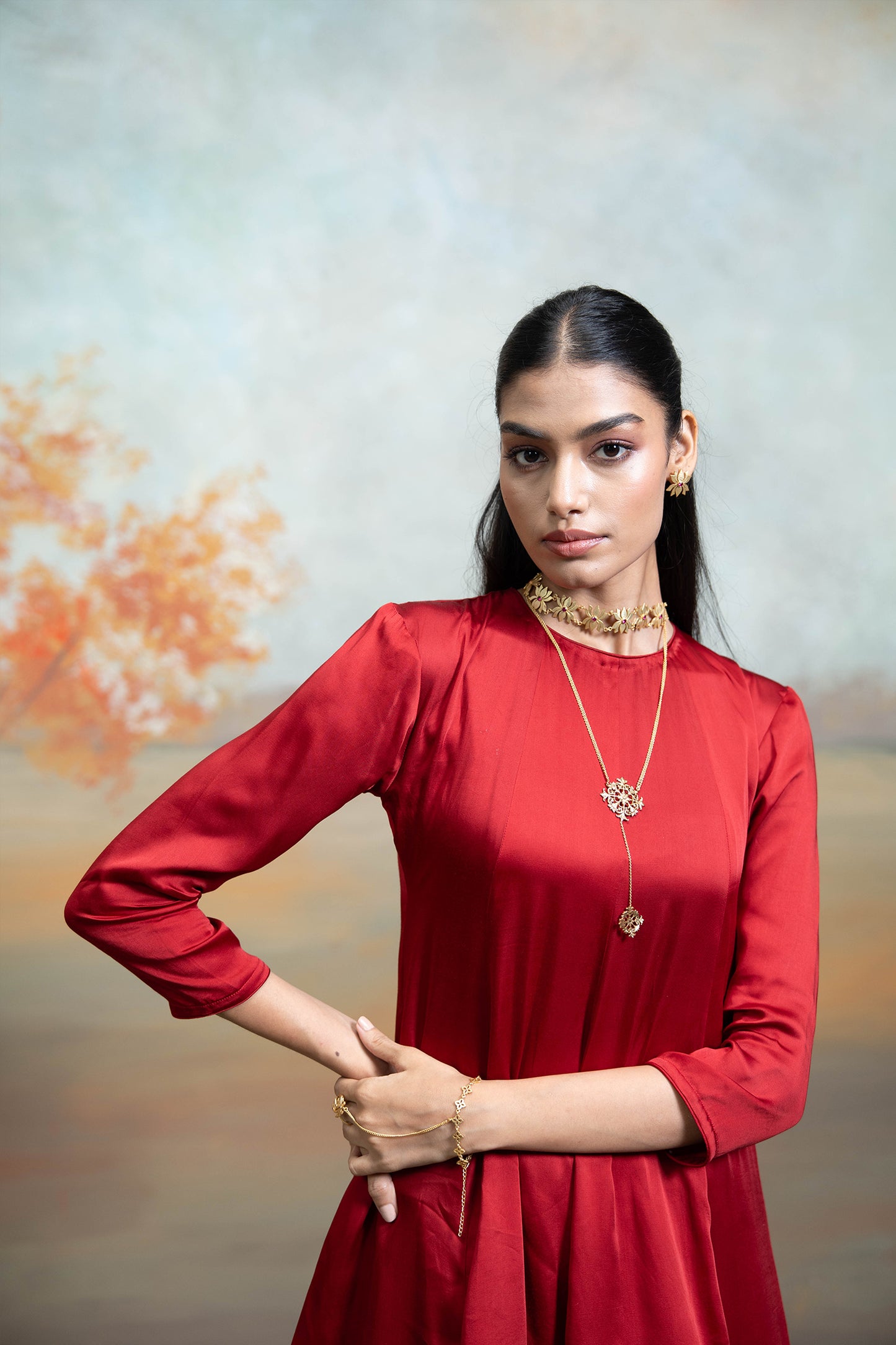 Maroon Peplum Gharara Set