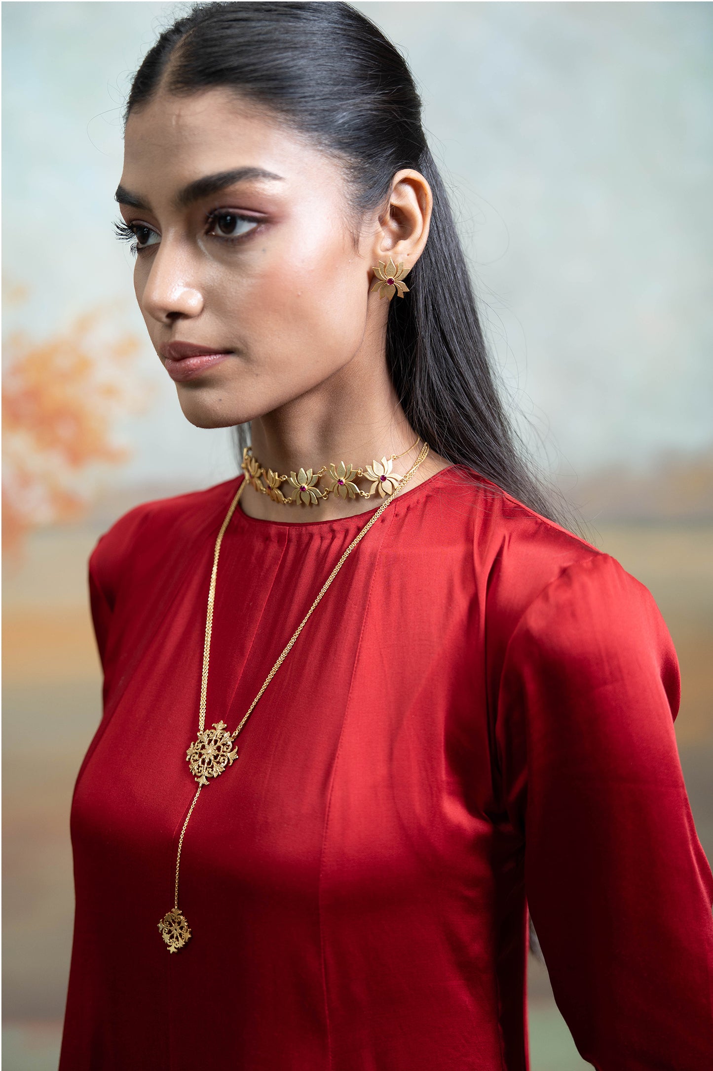 Maroon Peplum Gharara Set