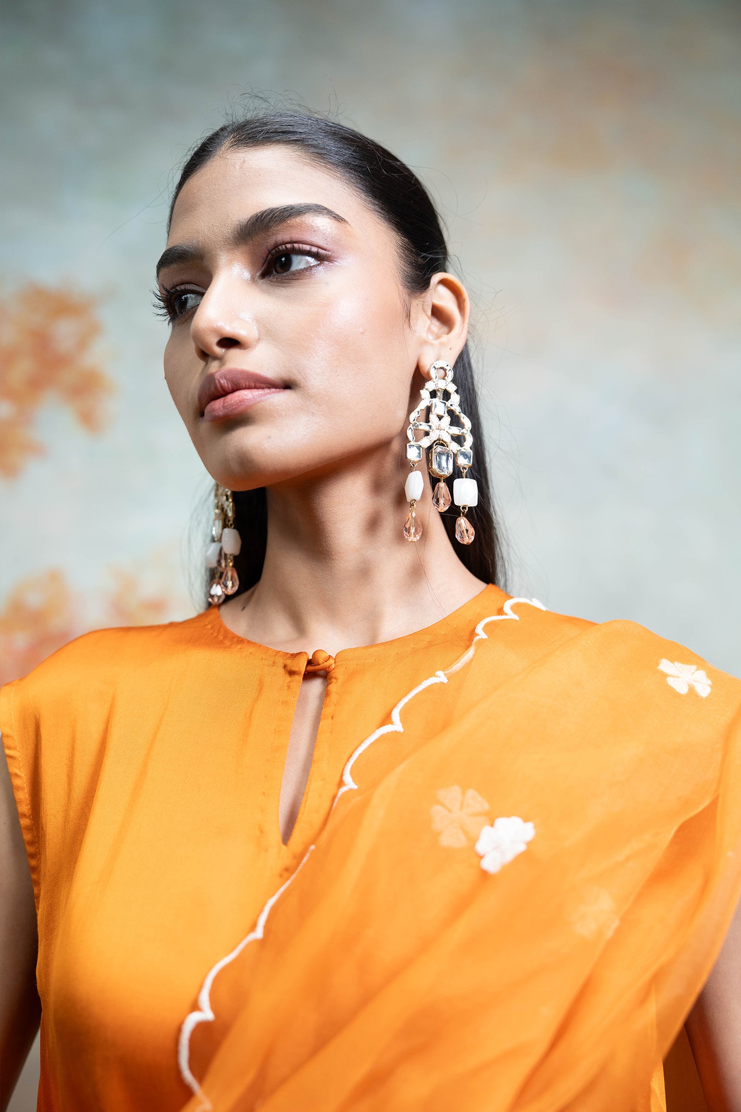 Sunset Orange Sleeveless Kurta Set