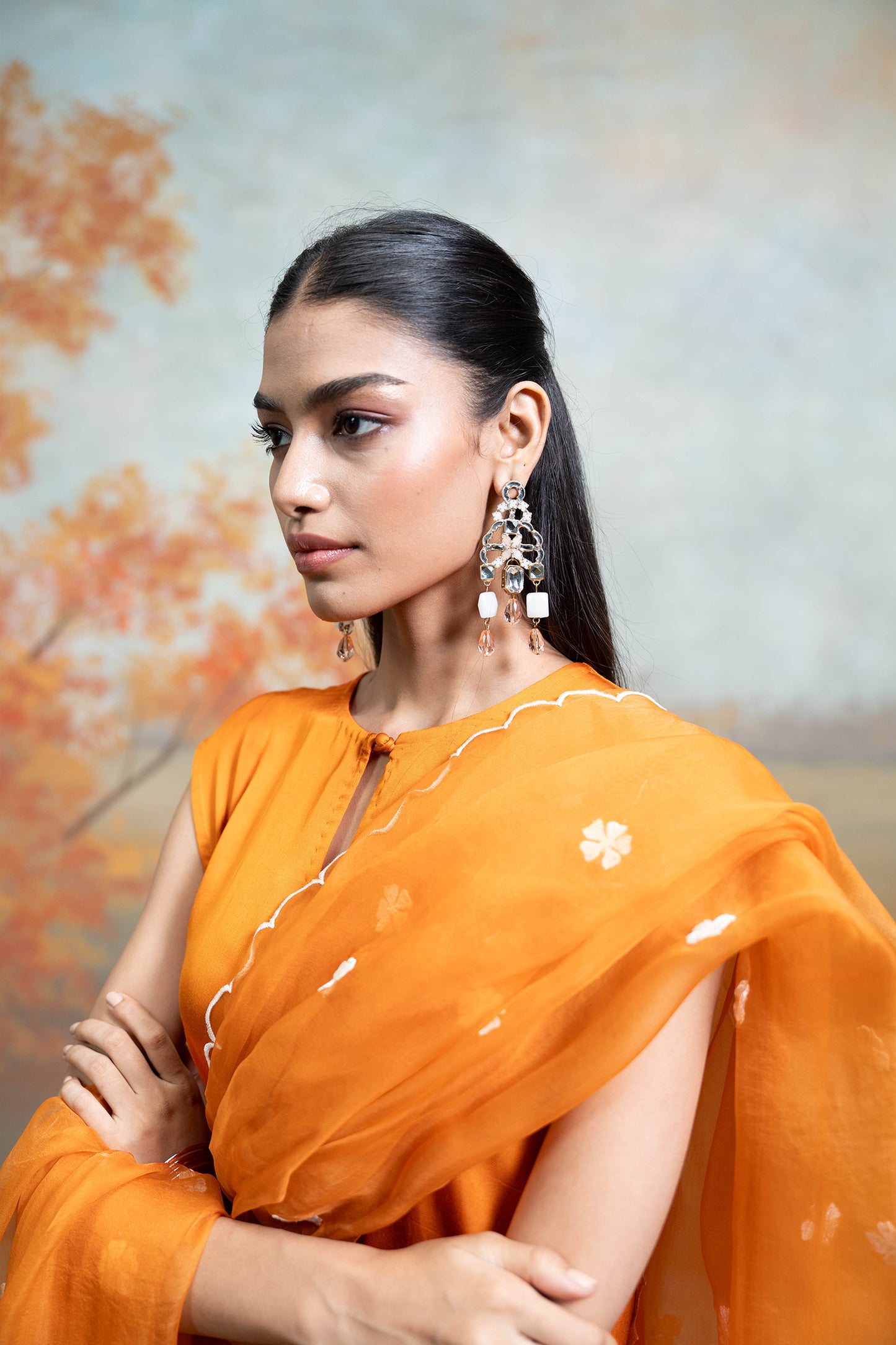 Sunset Orange Sleeveless Kurta Set