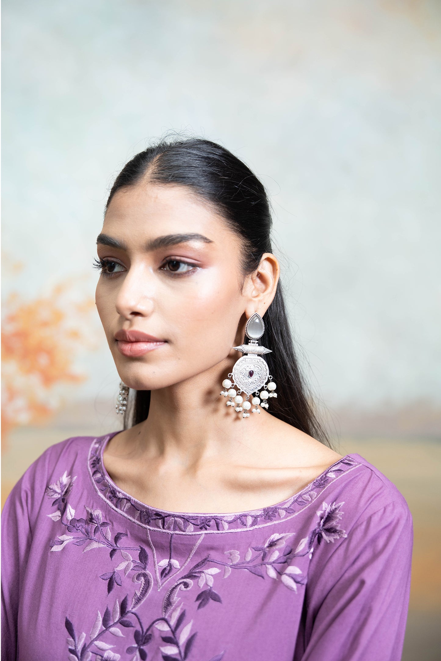 Royal Purple Embroidered Kurta Set