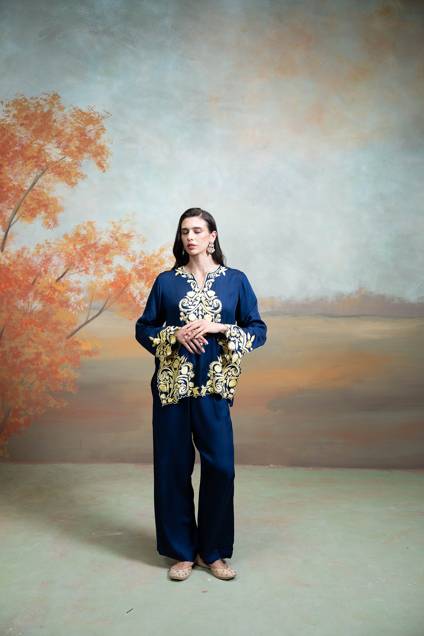 Midnight Blue Embroidered Co-ord Set