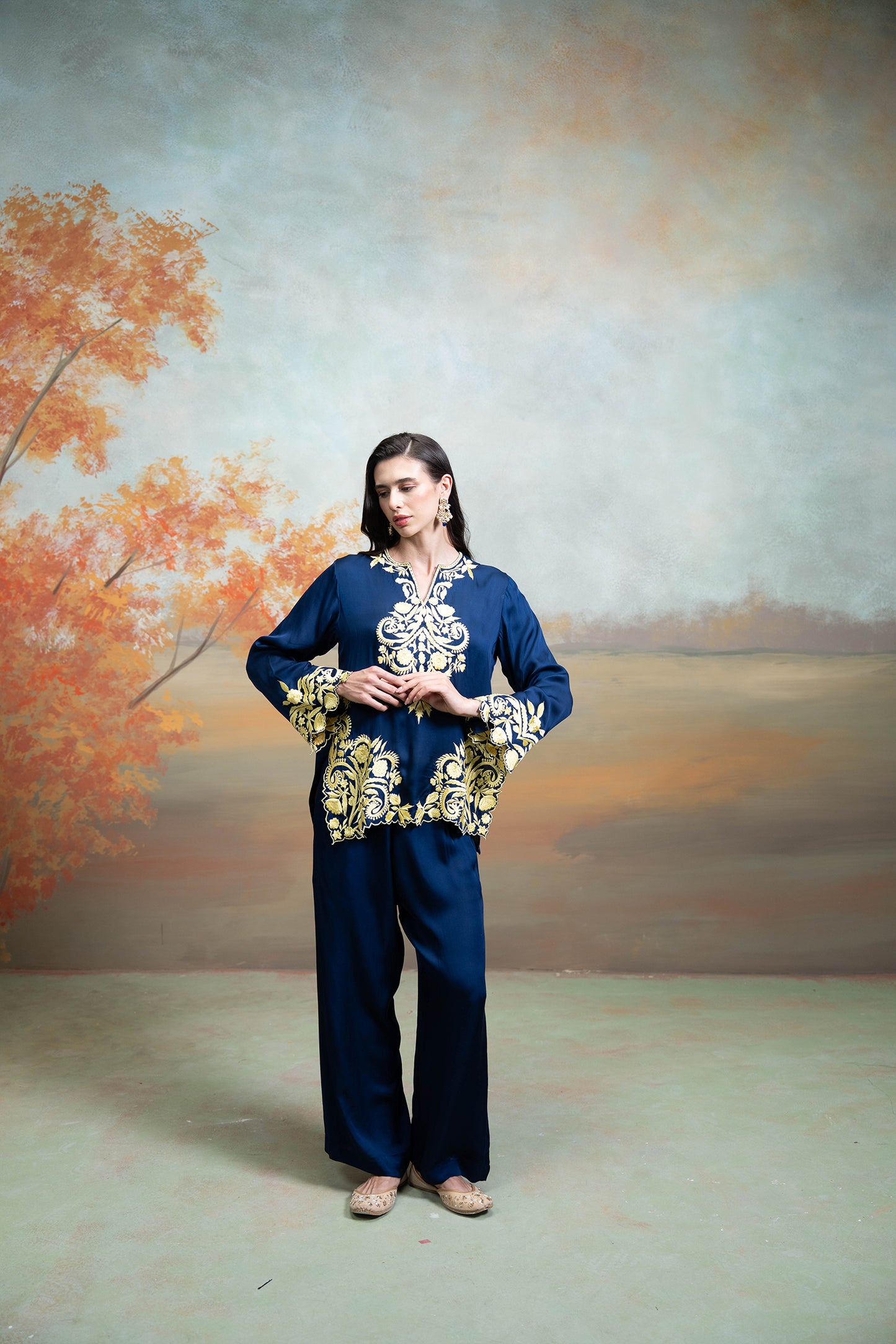 Midnight Blue Embroidered Co-ord Set