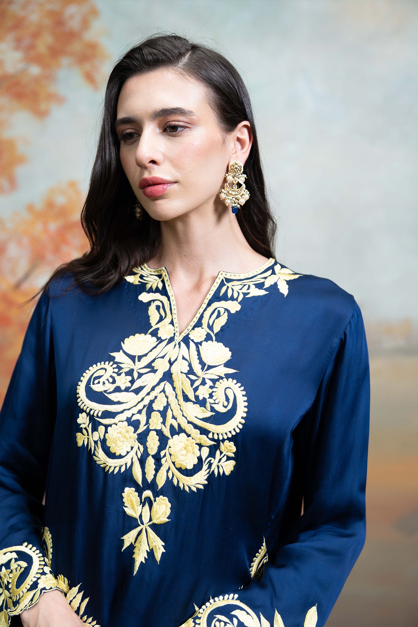 Midnight Blue Embroidered Co-ord Set