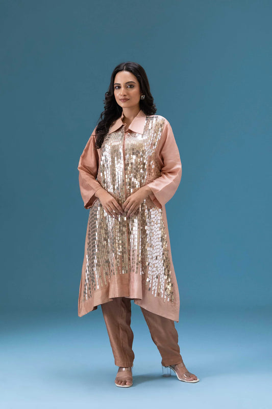 Rosé Sequin Embellished Co-ord Set