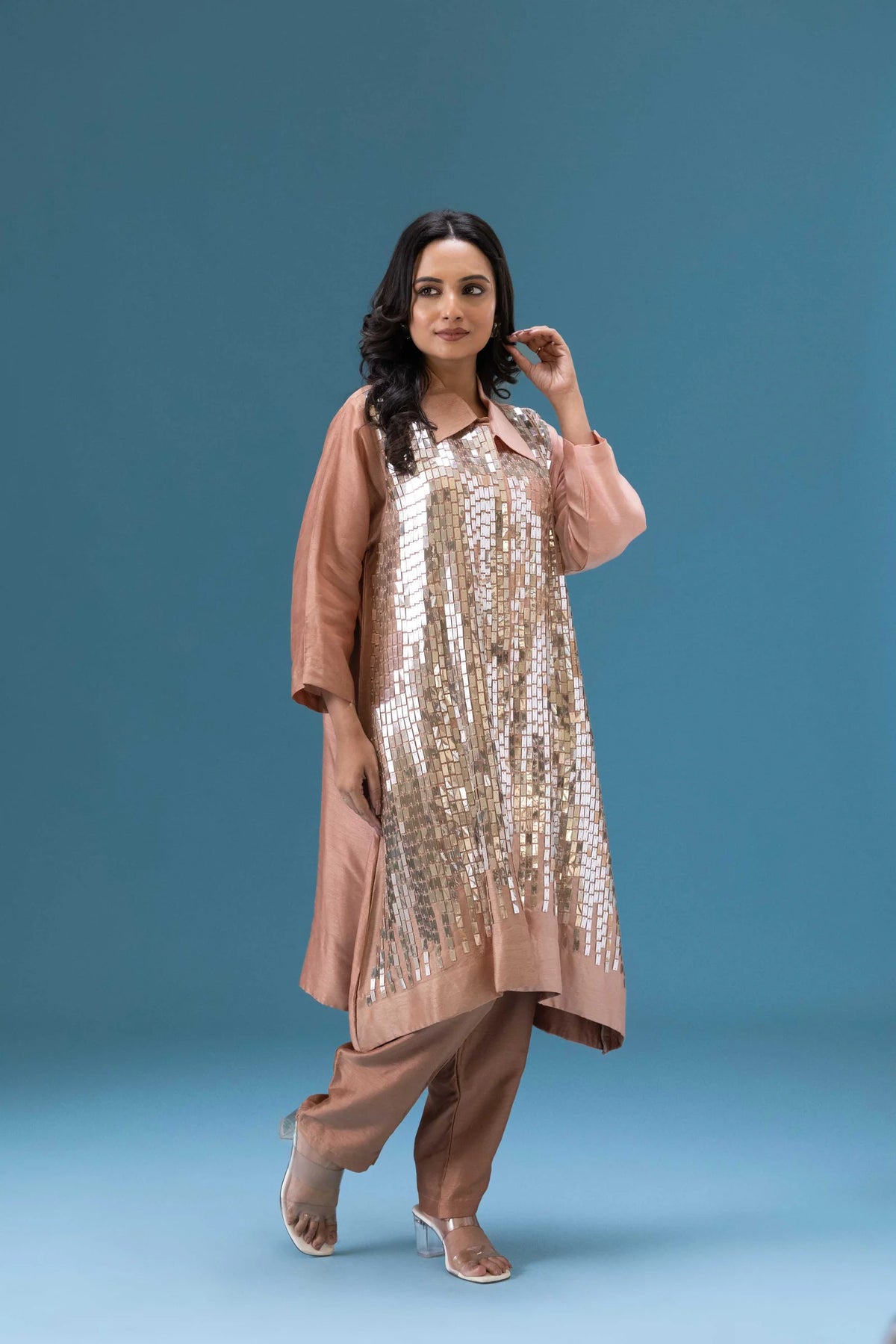 Rosé Sequin Embellished Co-ord Set