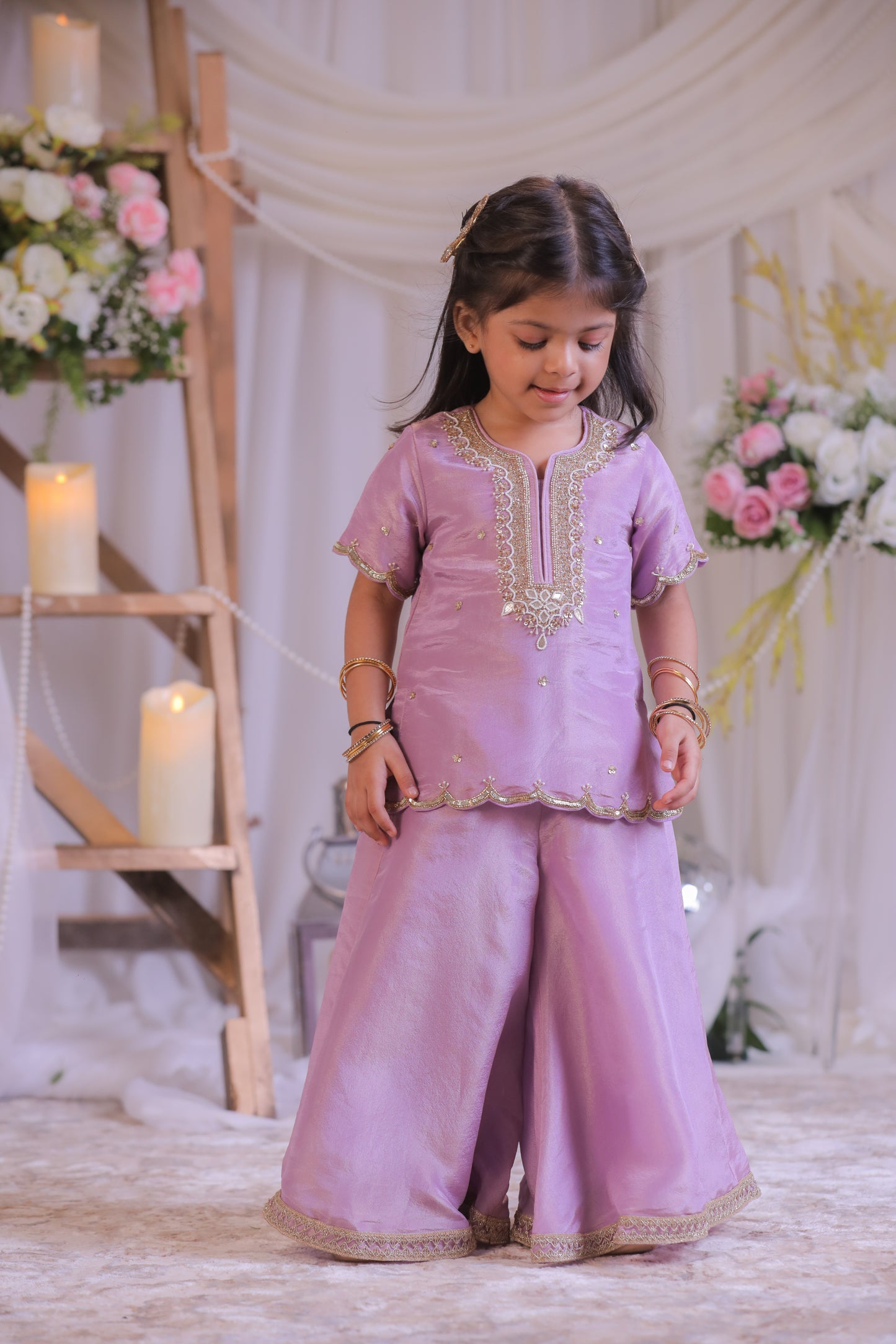 Shimmer Pearl Embroidered Palazzo set