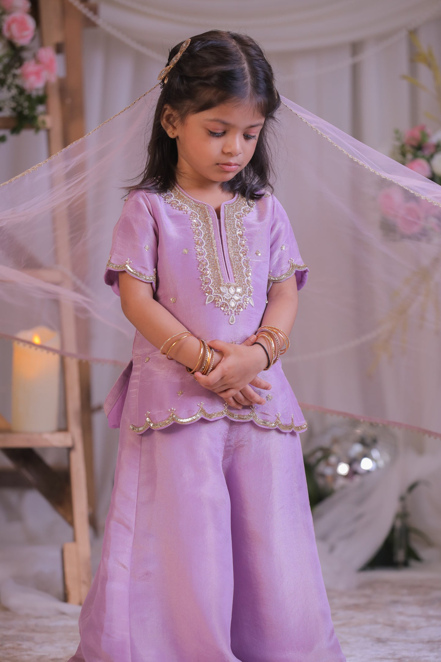 Shimmer Pearl Embroidered Palazzo set