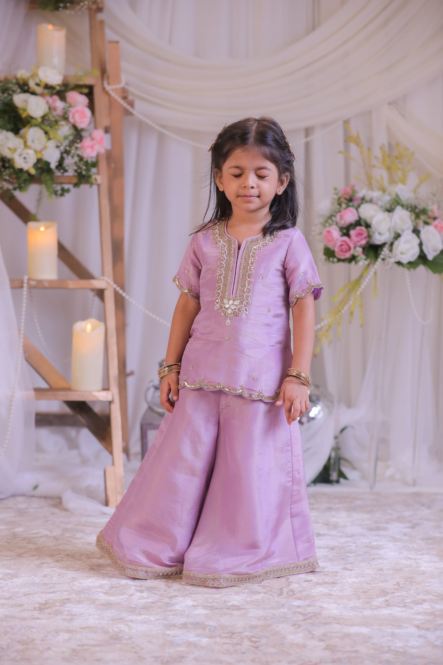 Shimmer Pearl Embroidered Palazzo set