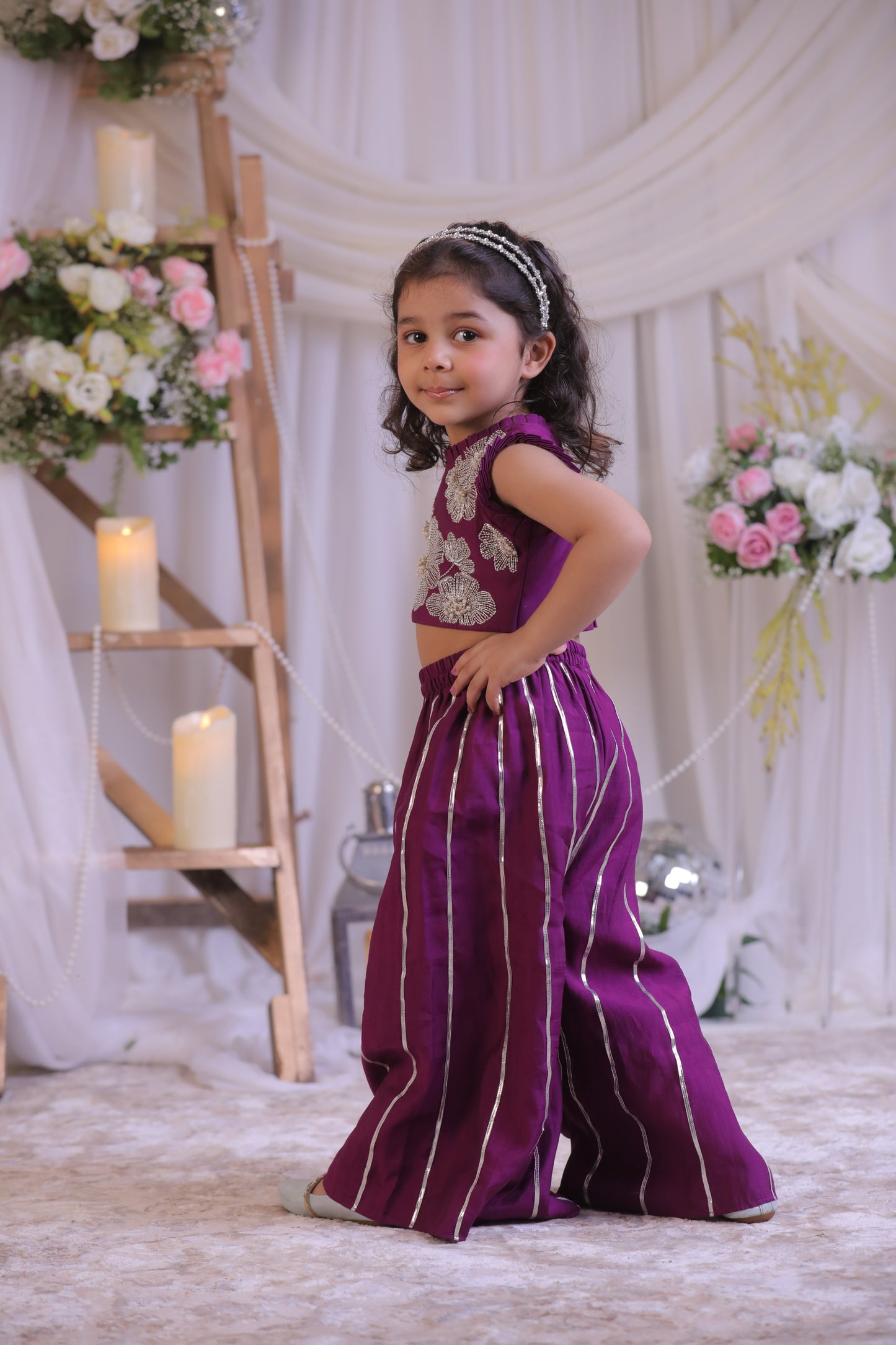 Pearl and Kutdana Embroidered Palazzo