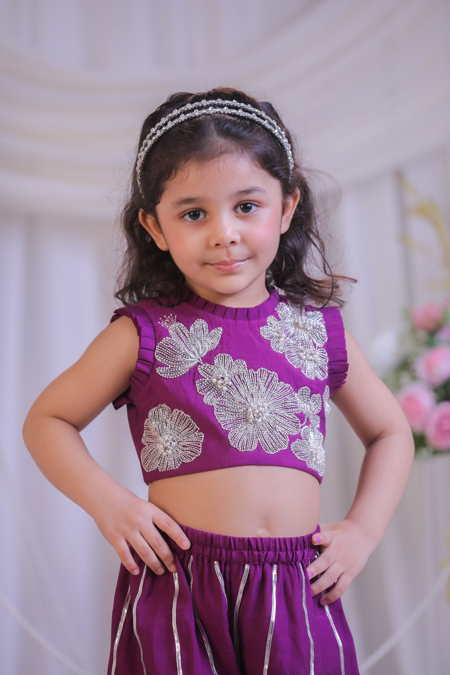 Pearl and Kutdana Embroidered Palazzo