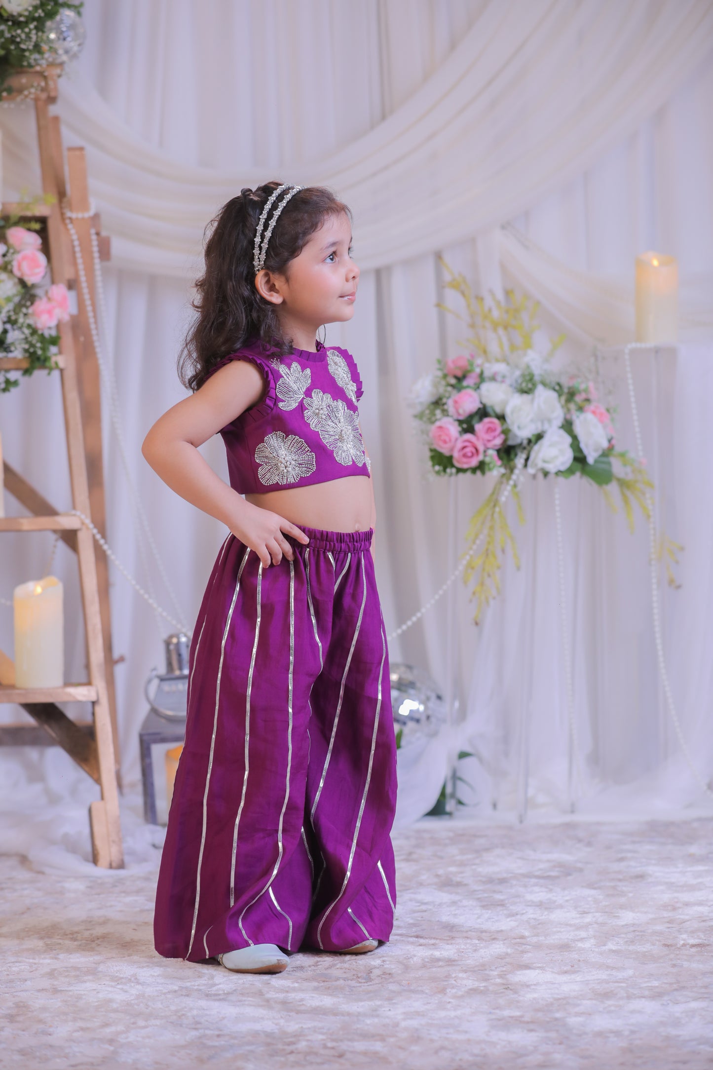 Pearl and Kutdana Embroidered Palazzo