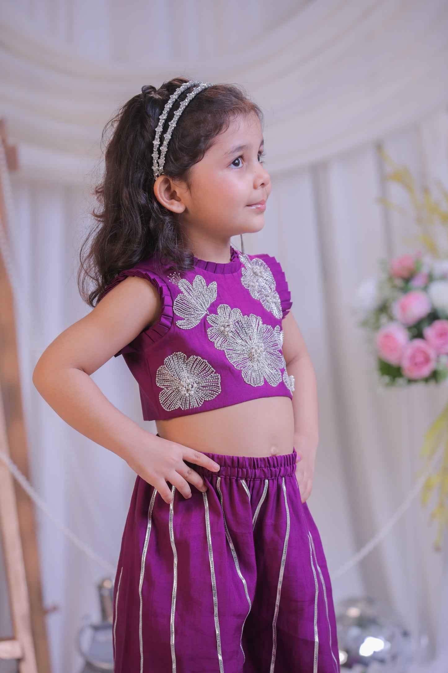 Pearl and Kutdana Embroidered Palazzo