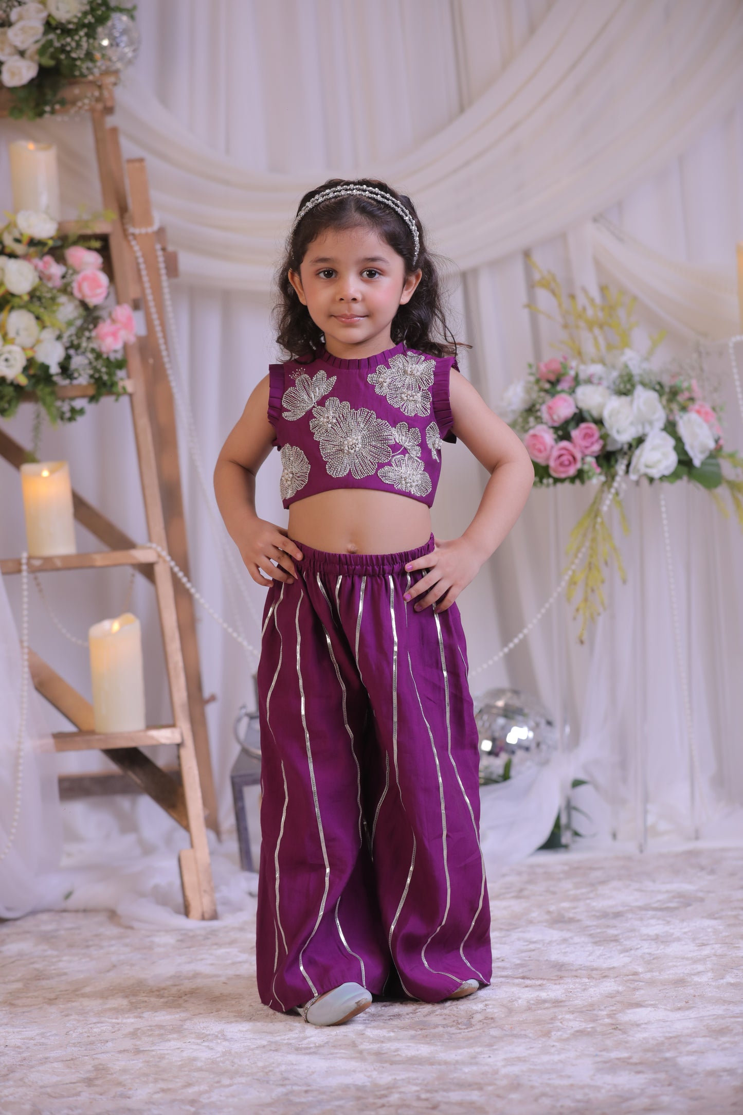 Pearl and Kutdana Embroidered Palazzo