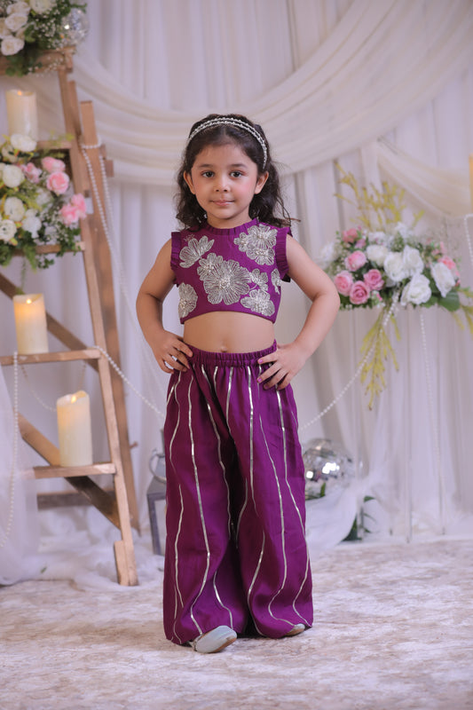 Pearl and Kutdana Embroidered Palazzo