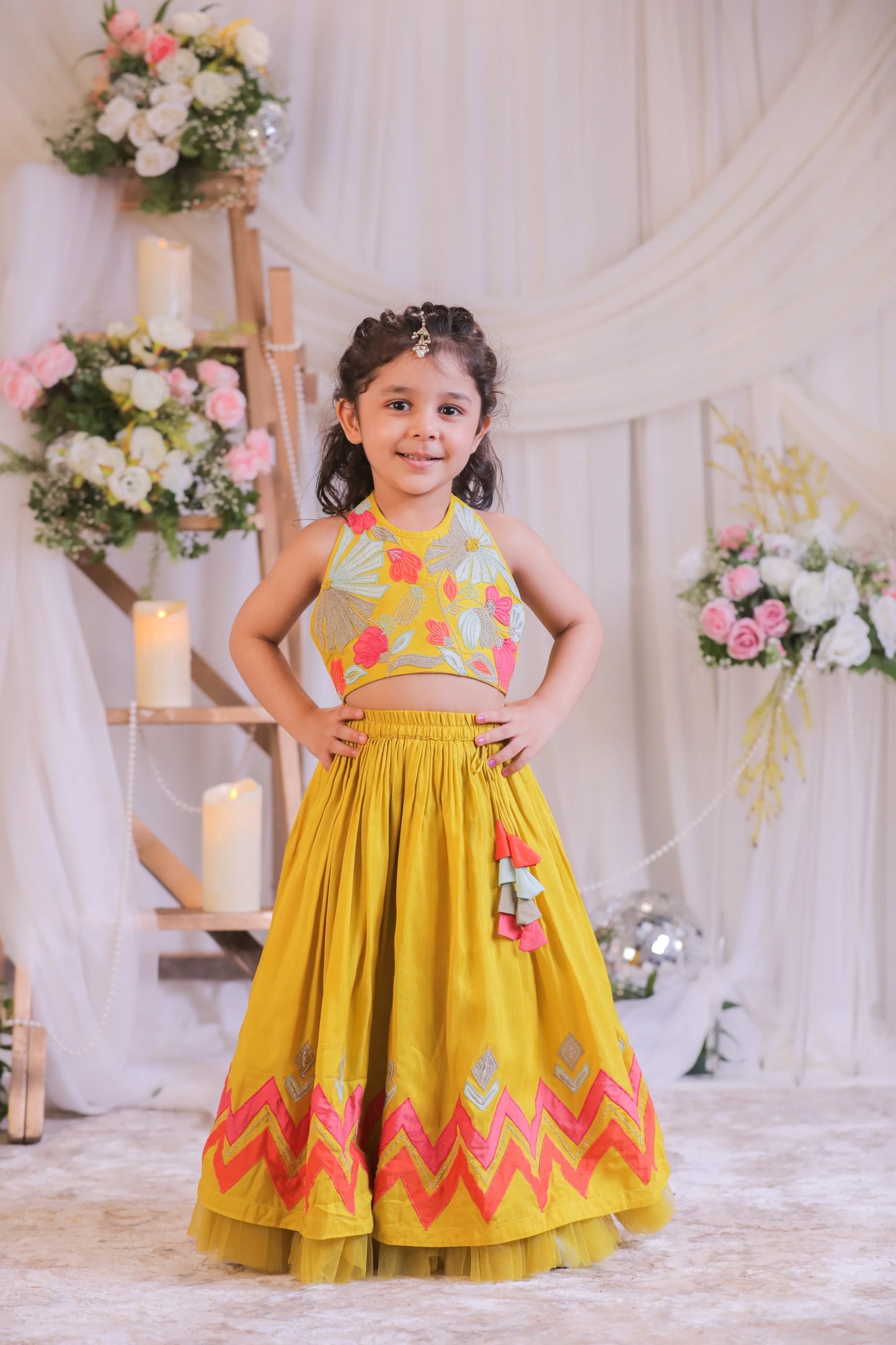 Mustard Applique Ghaghra