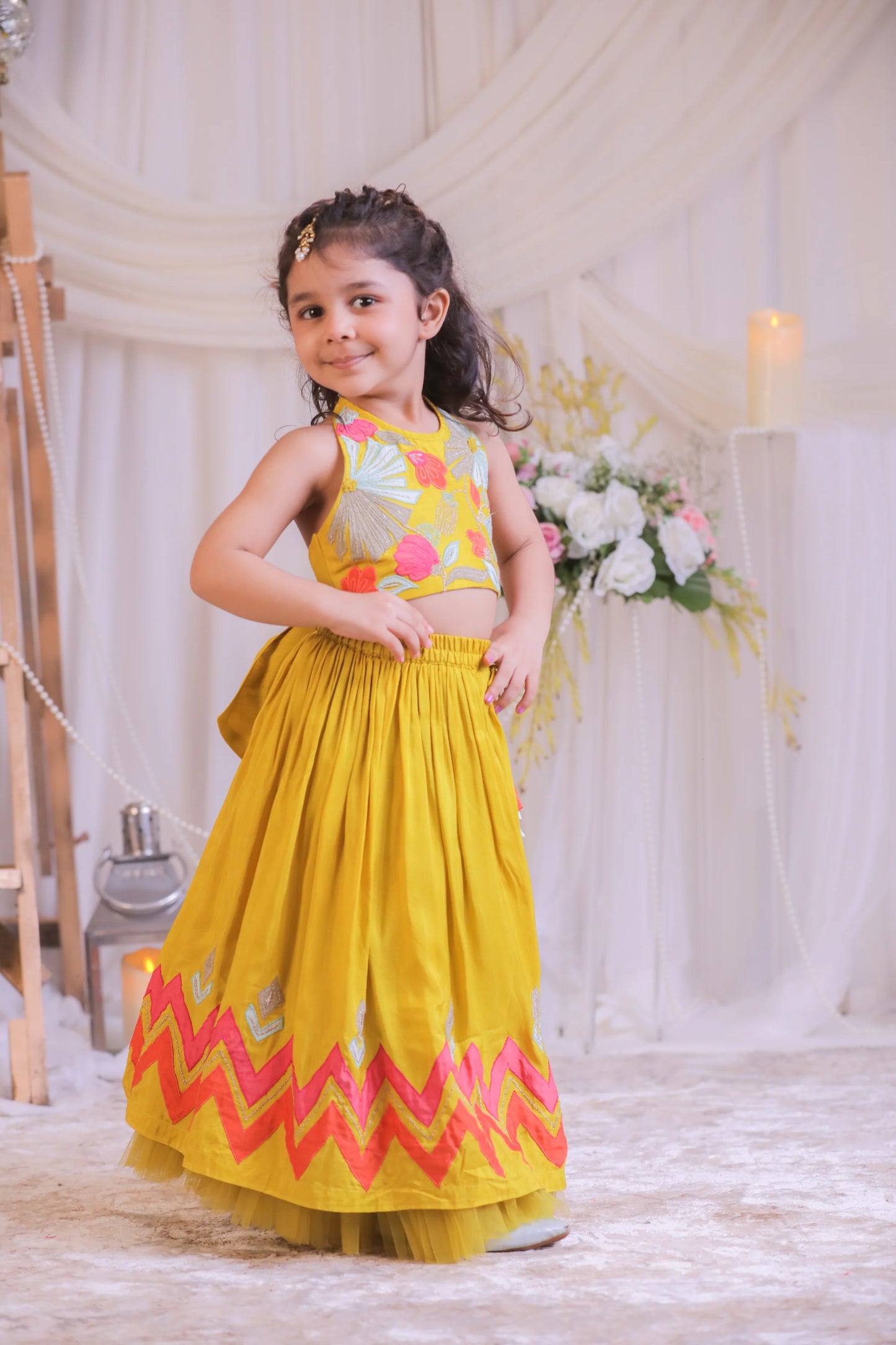 Mustard Applique Ghaghra