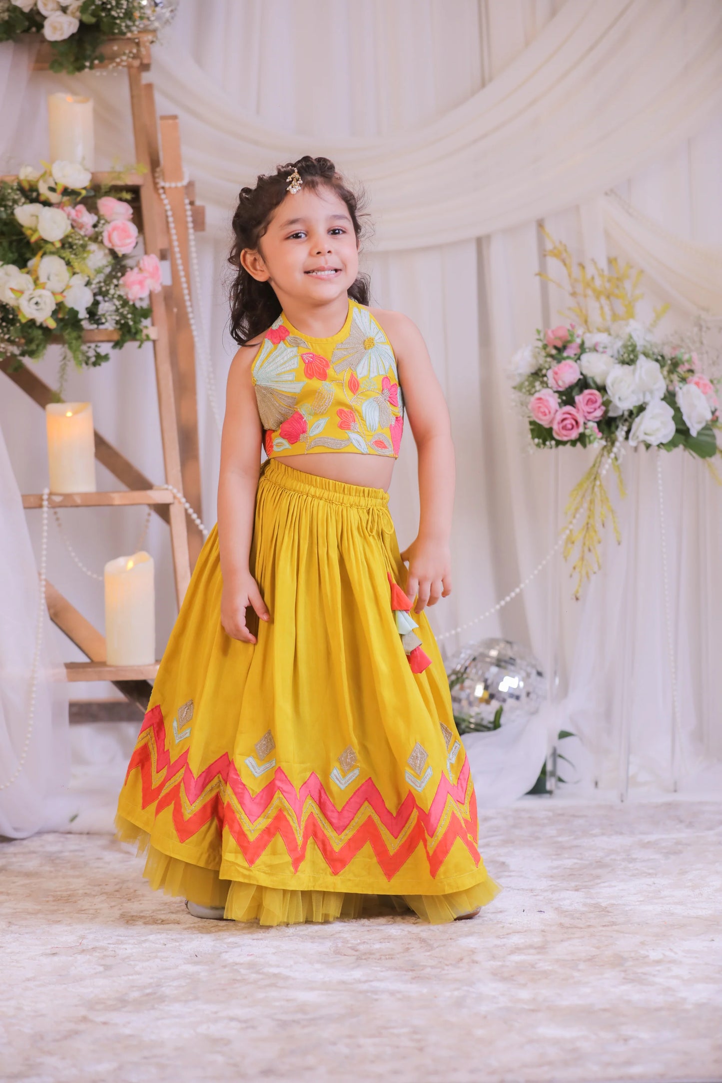 Mustard Applique Ghaghra