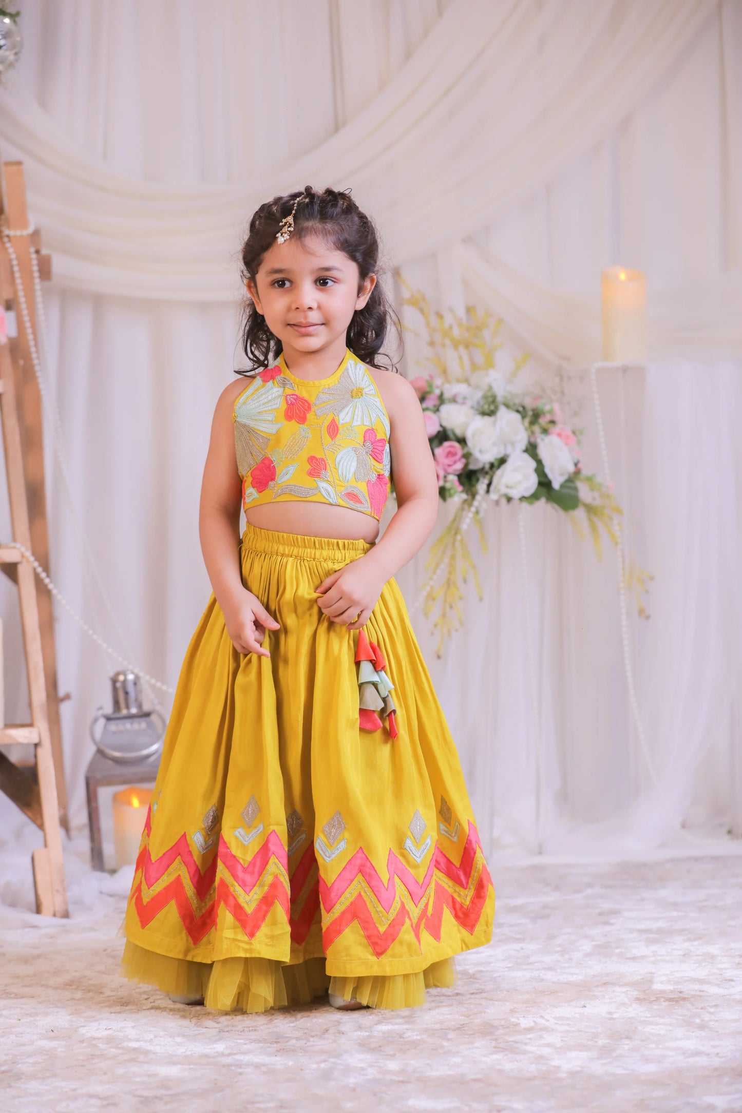 Mustard Applique Ghaghra