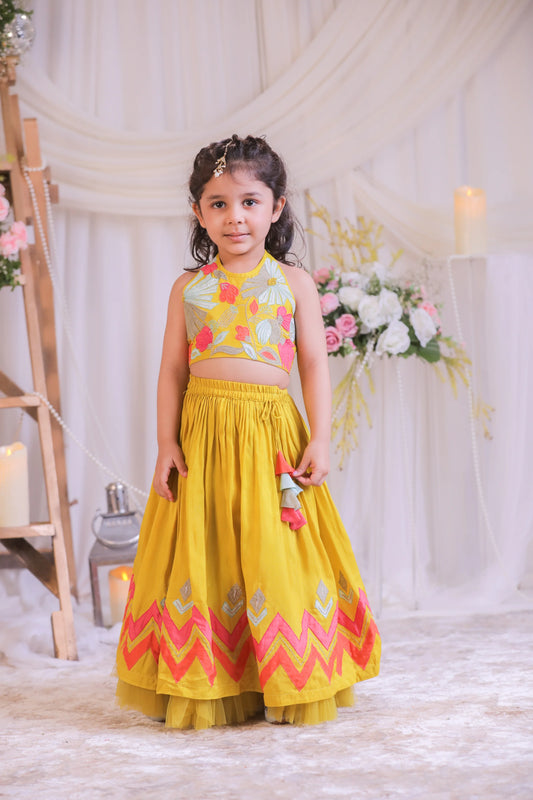 Mustard Applique Ghaghra