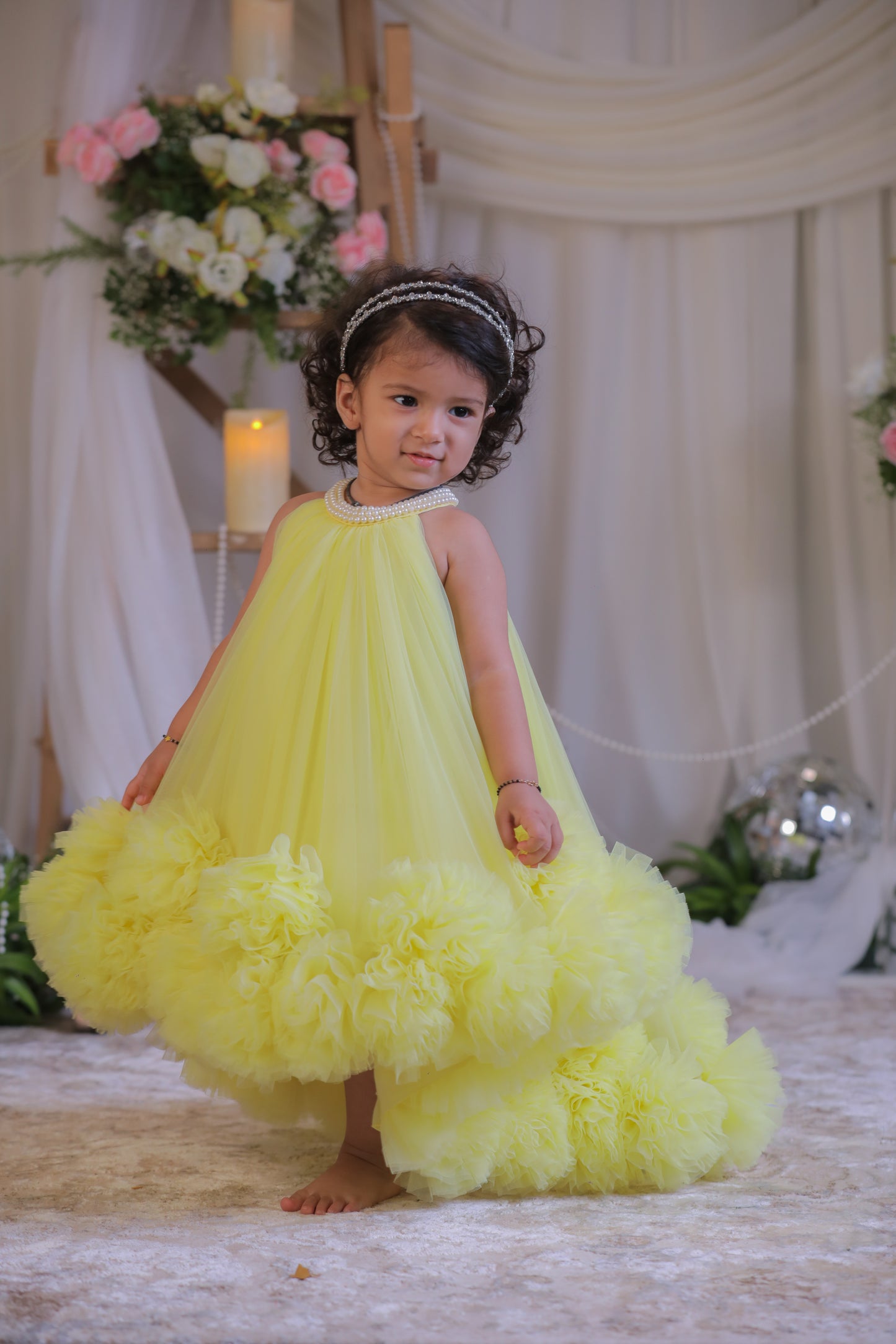 Pom pom High Low Gown