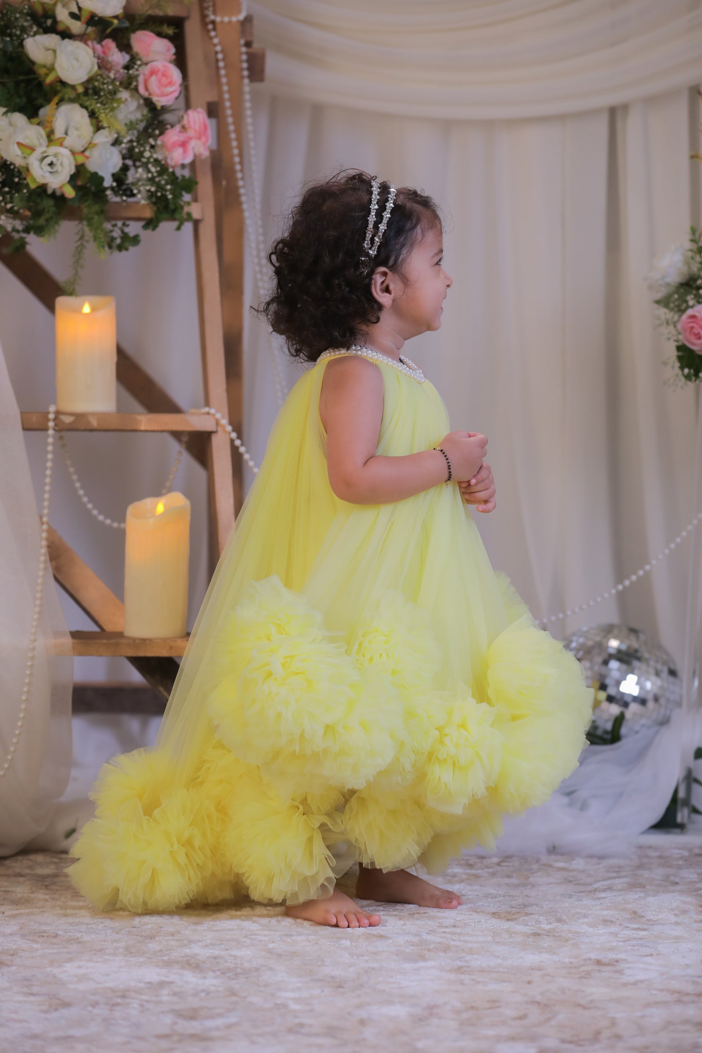 Pom pom High Low Gown