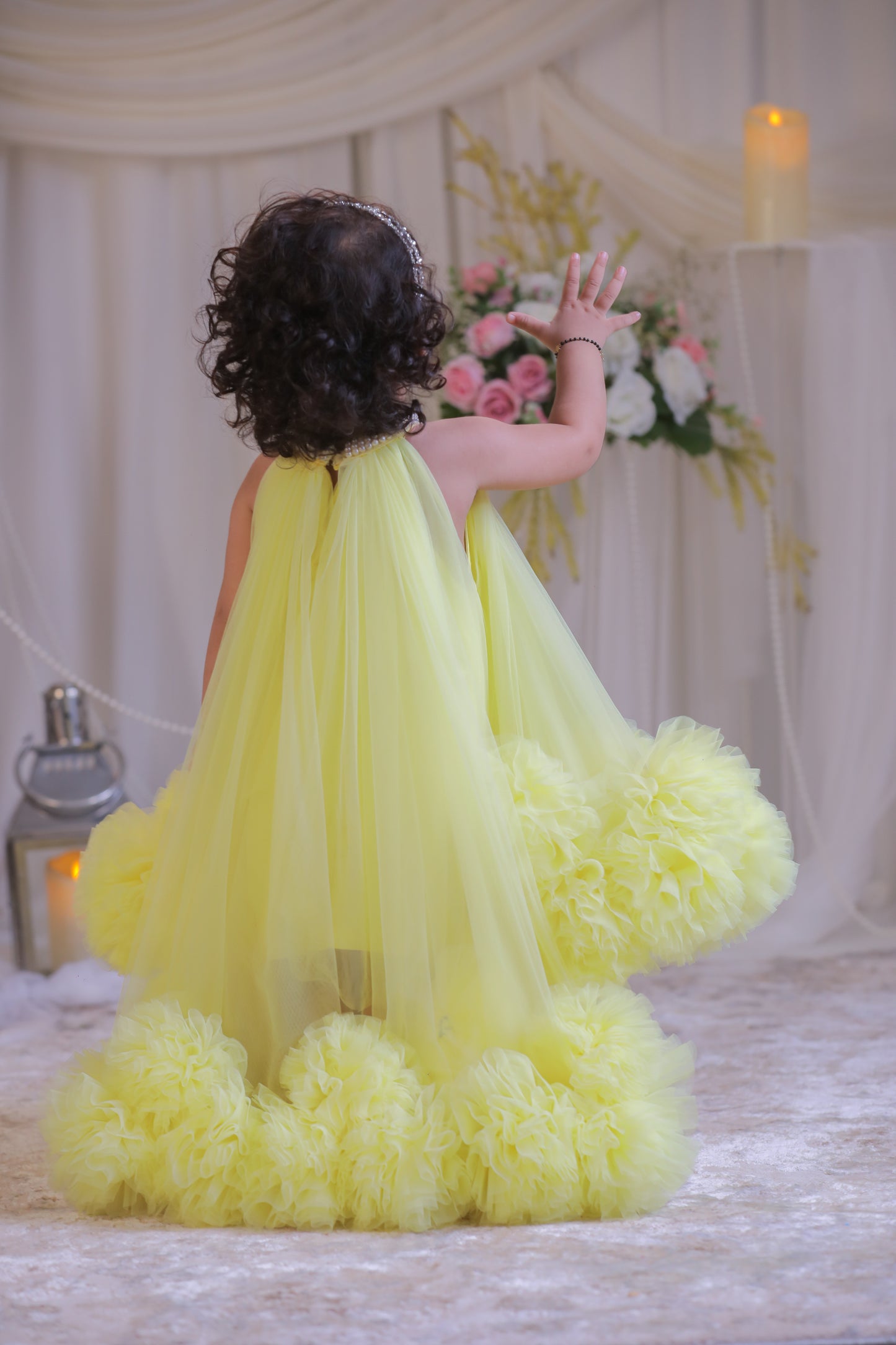 Pom pom High Low Gown