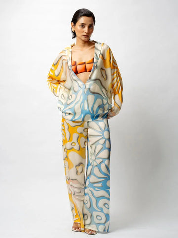 Multi-Colored Satin Digital Printed Co-Ord Set