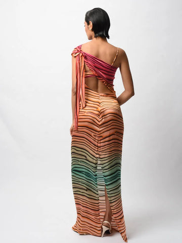 backless colorful dress Piece Of Art : Backless Dress  FlyHer