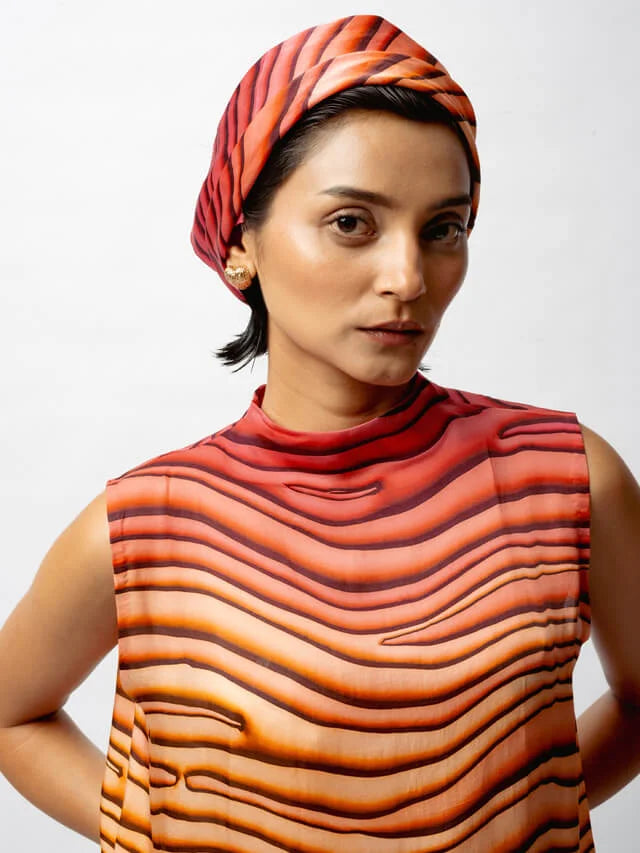 Multi-colored Satin Digital Printed Dress_3