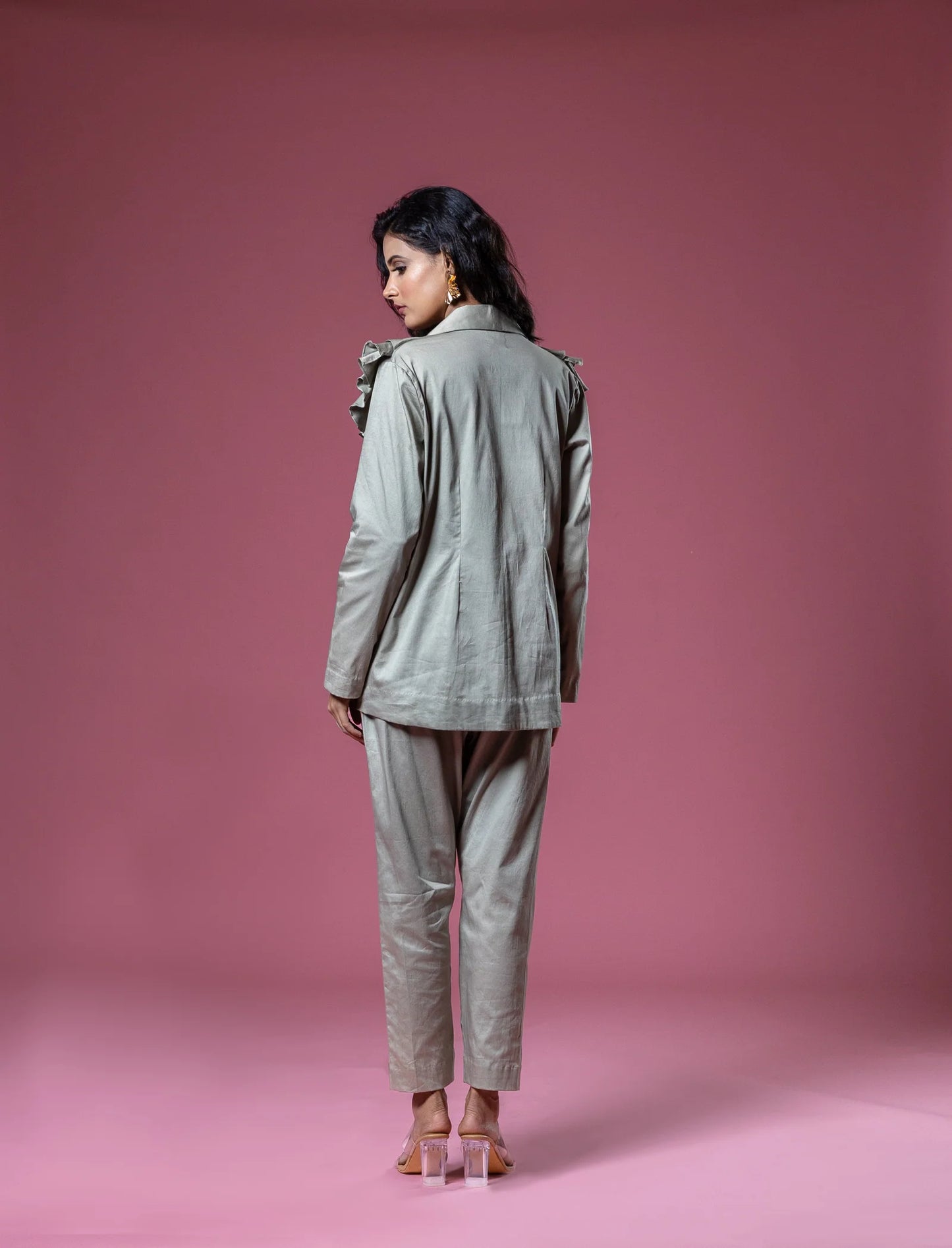 Sage Green Italian Cotton Ruffle Co-ord