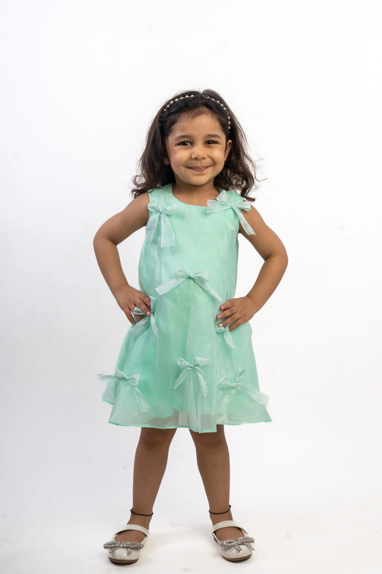 Sea Green Organza Bow Dress
