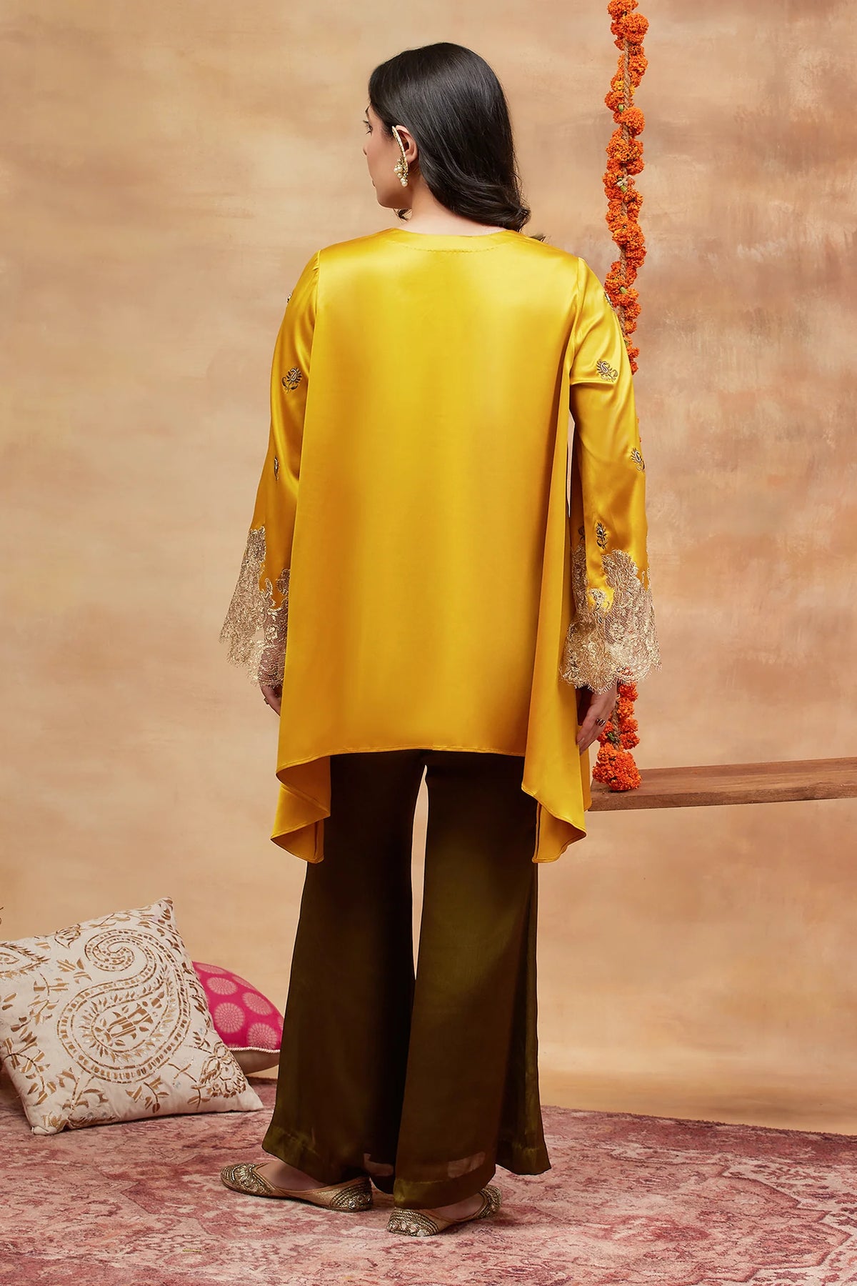 Shivala Haridra Hand Embroidered Banarasi Set