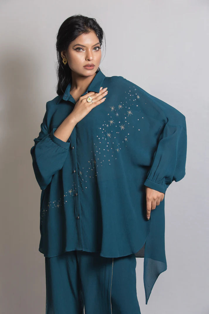 Starry Night Cord Set with Stiched Flap Pant
