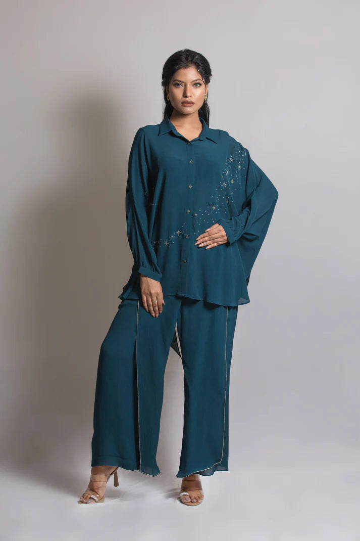 Starry Night Cord Set with Stiched Flap Pant
