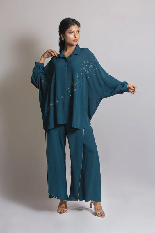 Starry Night Cord Set with Stiched Flap Pant
