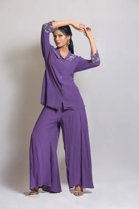 The bi collar flow with flare wrap pants