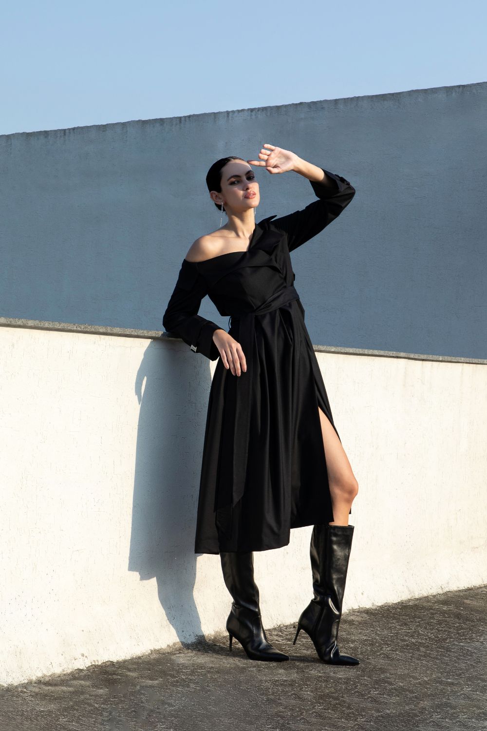 Trench Dress in Midnight Noir