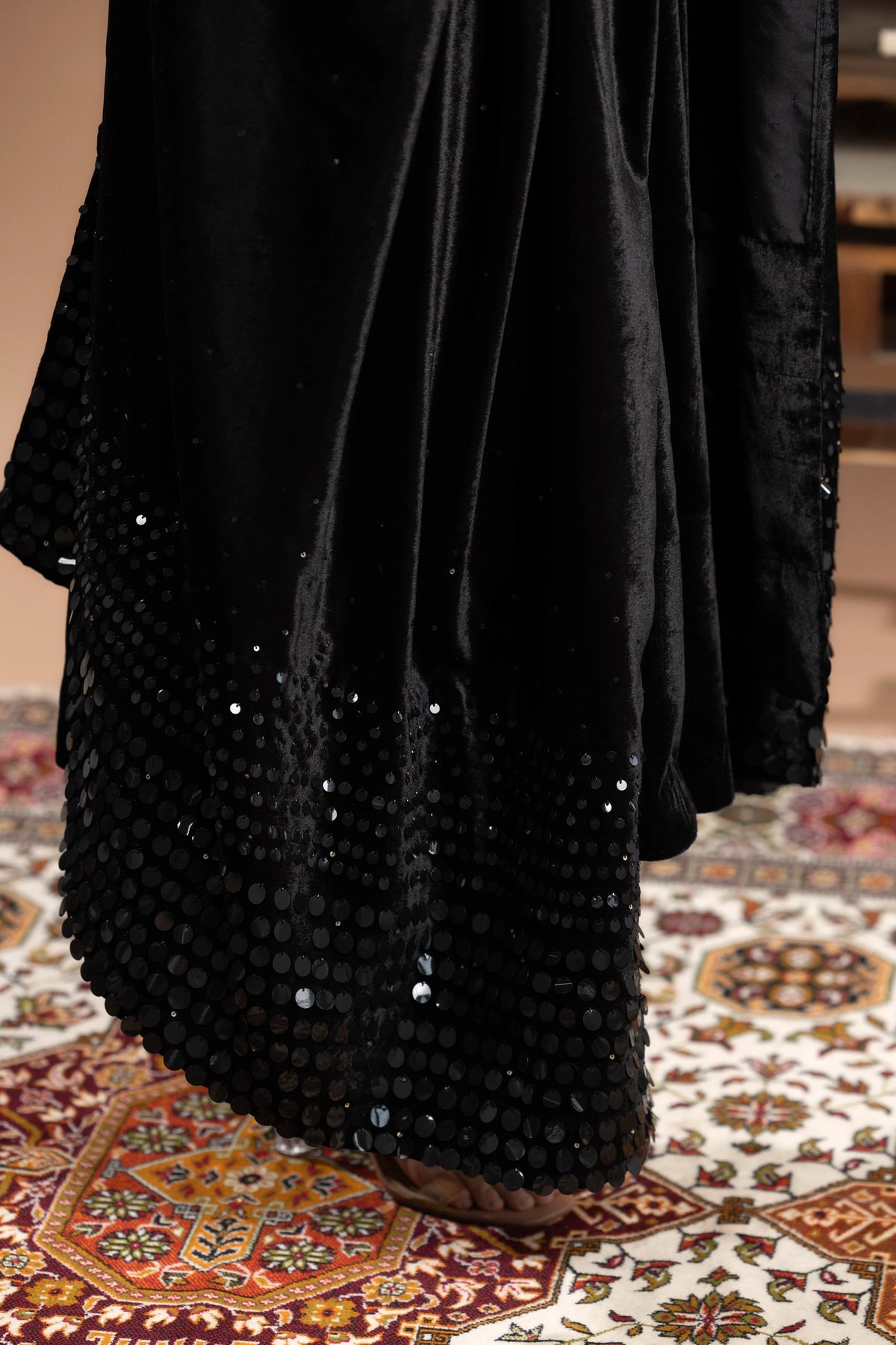Velvet Anarkali Paired With Pants and Dupatta