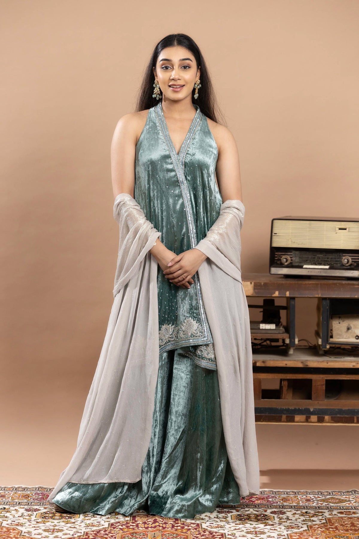 Velvet Gharara Set