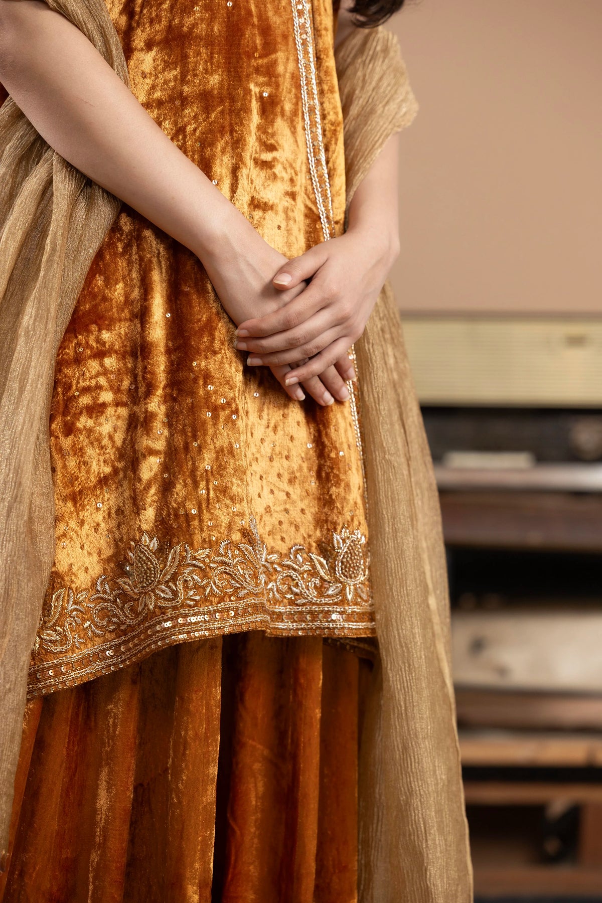 Velvet Gharara Set