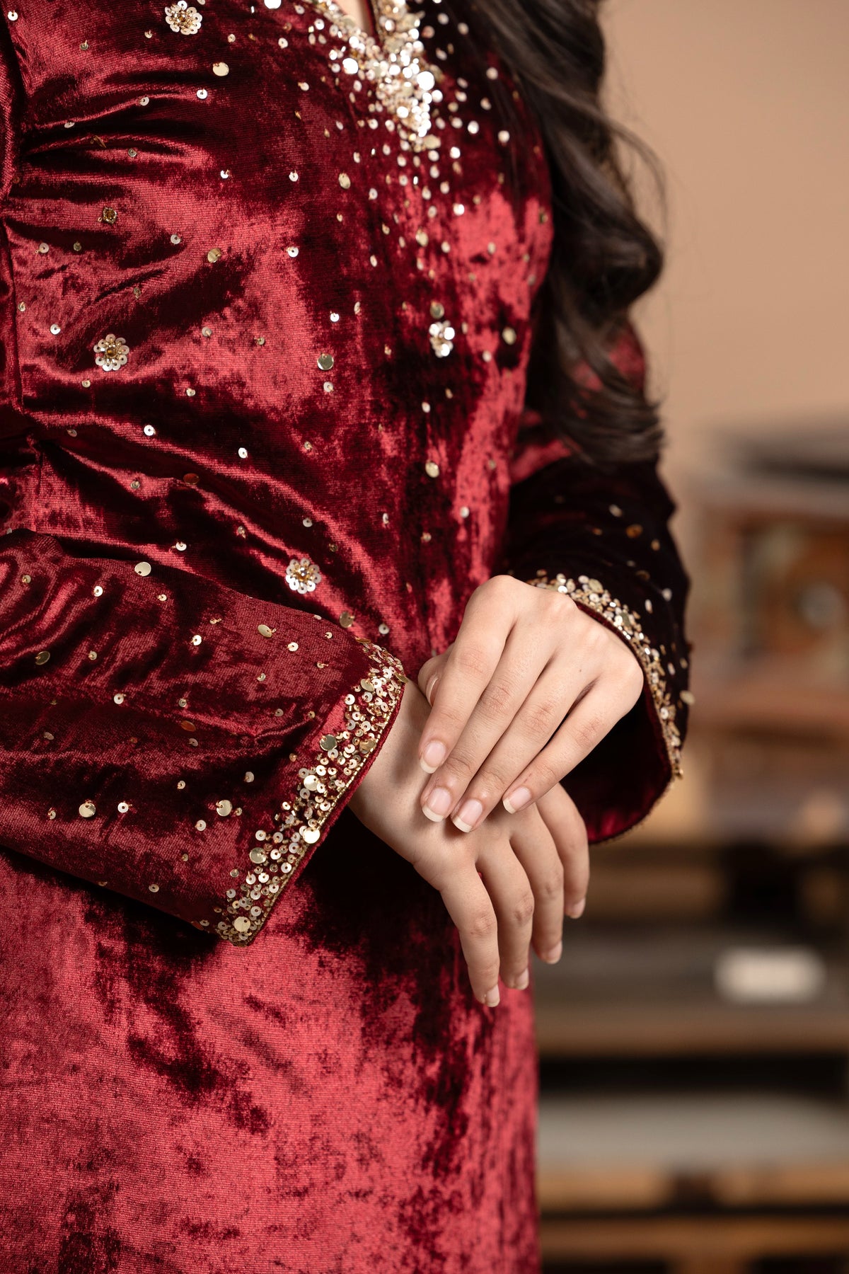 Velvet Pakistani Fit Kurta Set