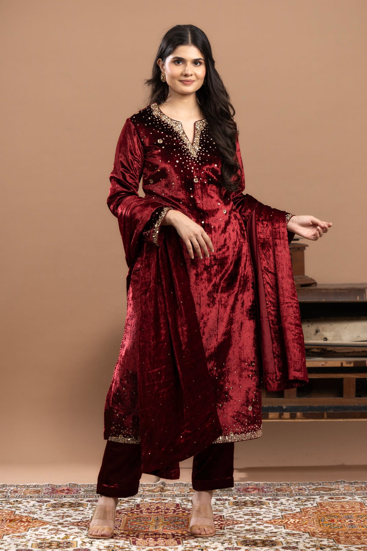 Velvet Pakistani Fit Kurta Set