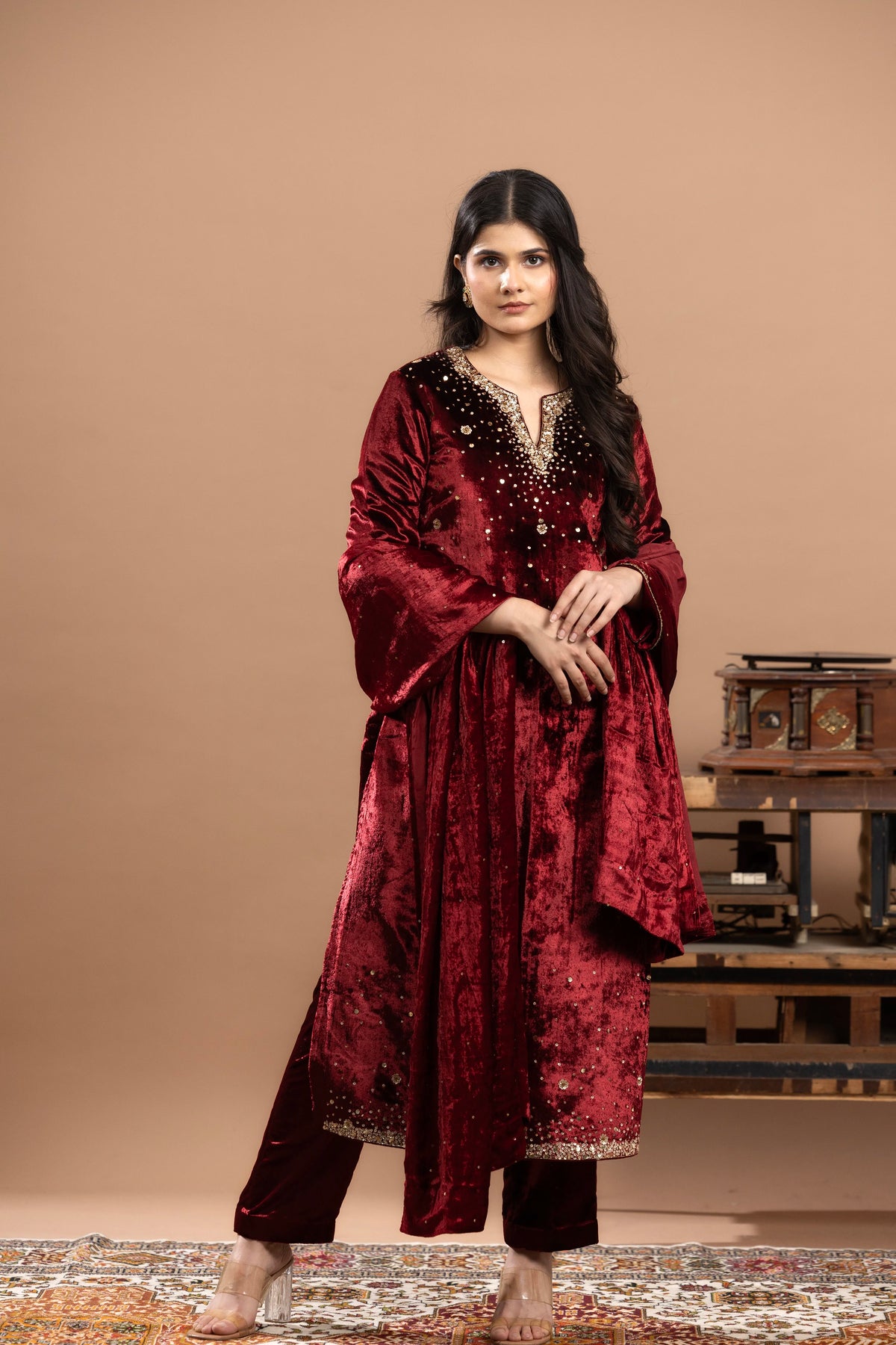 Velvet Pakistani Fit Kurta Set