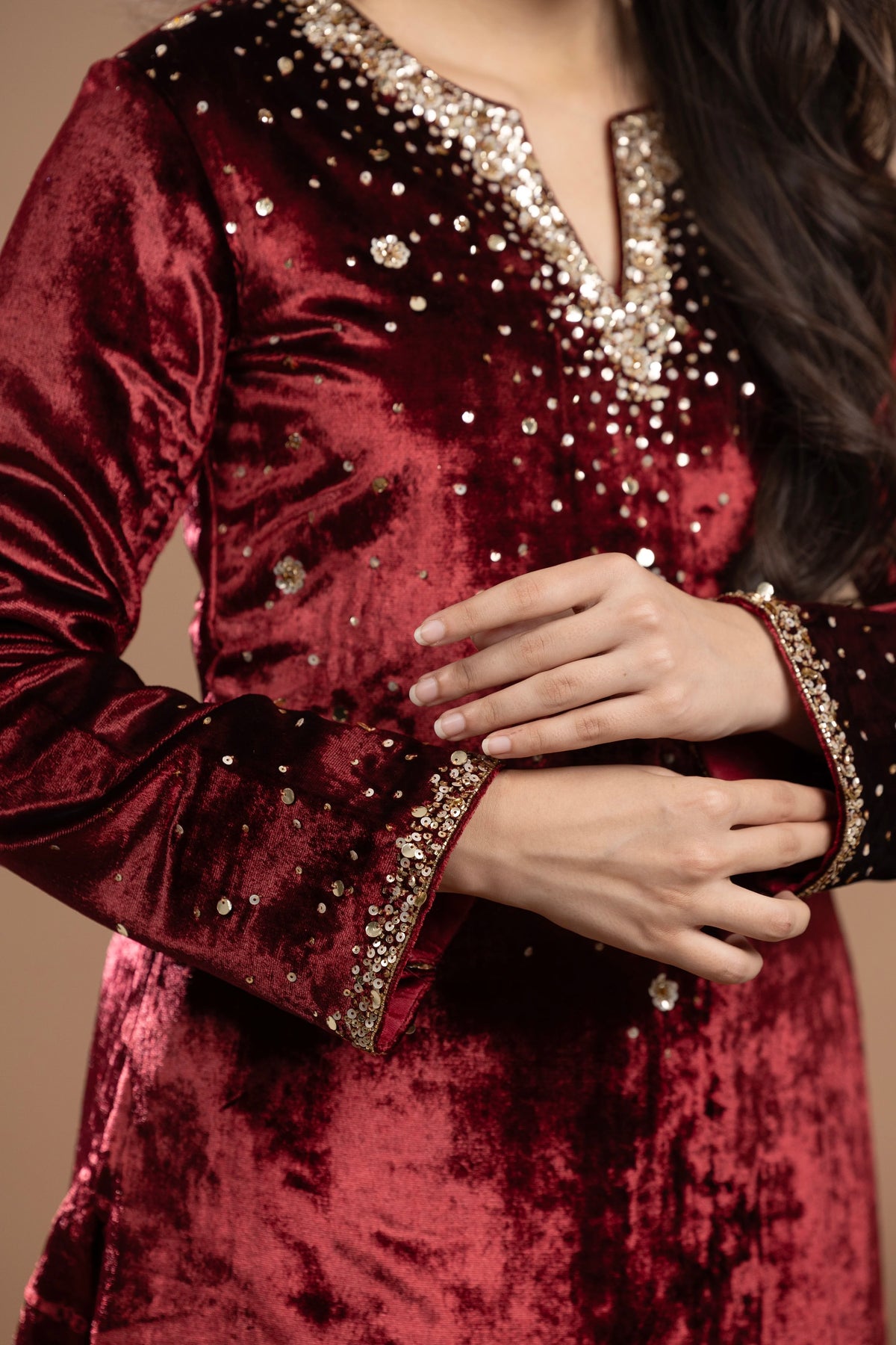 Velvet Pakistani Fit Kurta Set
