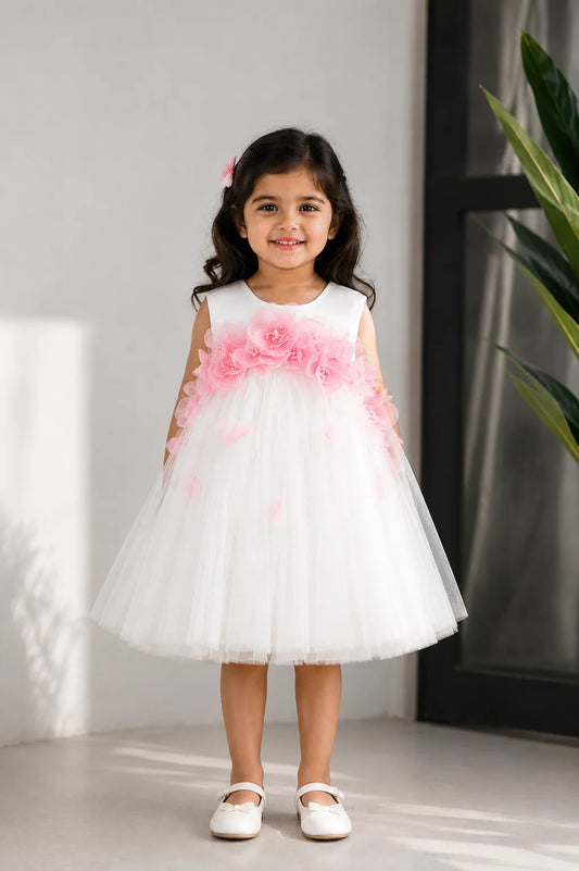 White Arched Flower Dress